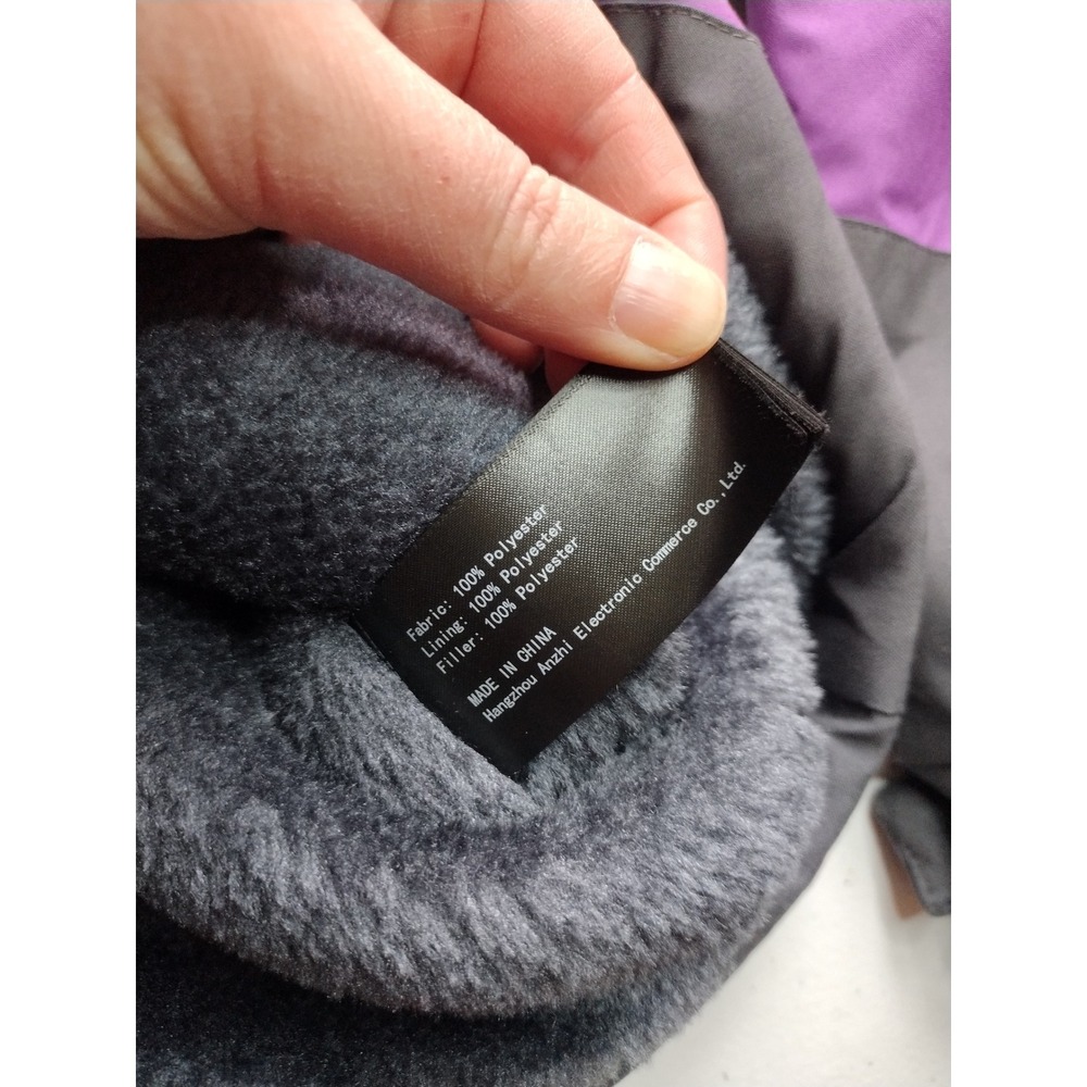 Wantdo Kids Waterproof Ski Jacket Purple Grey‎ Winter Coat Hooded Size 10-12 - Picture 5 of 6